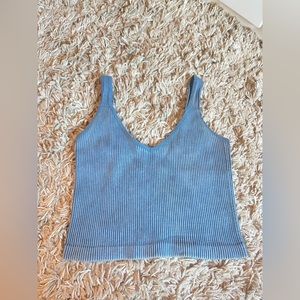 Ribbed Blue Crop Top